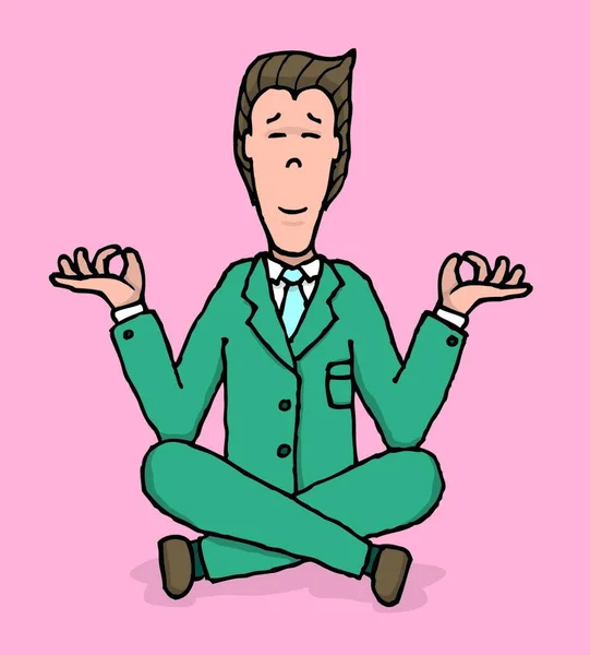 Business Meditation Yoga Bei Der Arbeit — Stockvektor