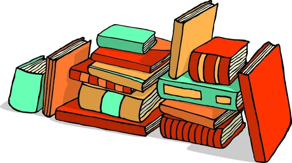 Schetterende Stapel Opgestapelde Boeken — Stockvector
