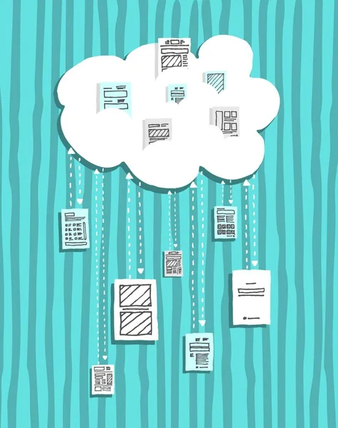 Cloud Computing Condivisione Documenti Online — Vettoriale Stock