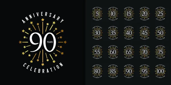 Conjunto Logotipo Aniversario Diseño Emblema Celebración Del Aniversario Oro Para — Archivo Imágenes Vectoriales