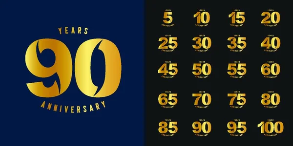 Conjunto Logotipo Aniversario Diseño Emblema Celebración Del Aniversario Oro Para — Archivo Imágenes Vectoriales