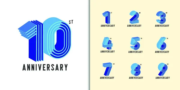 Conjunto Logotipo Aniversario Diseño Iconos Celebración Aniversario Colorido Moderno Para — Archivo Imágenes Vectoriales