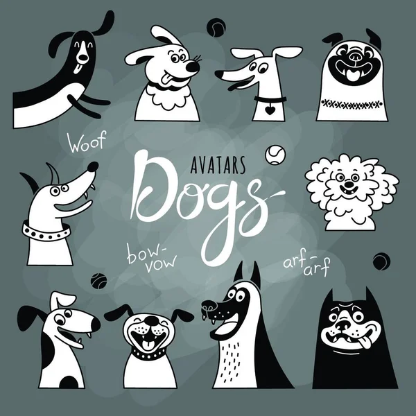 Σκύλοι Άβαταρ Αστεία Lap Dog Ευτυχισμένη Pug Χαρούμενα Τέρατα Και — Διανυσματικό Αρχείο