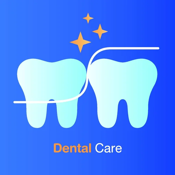 Conceito Cuidados Dentários Fio Dental Dente Boa Higiene Prevenção Check — Vetor de Stock