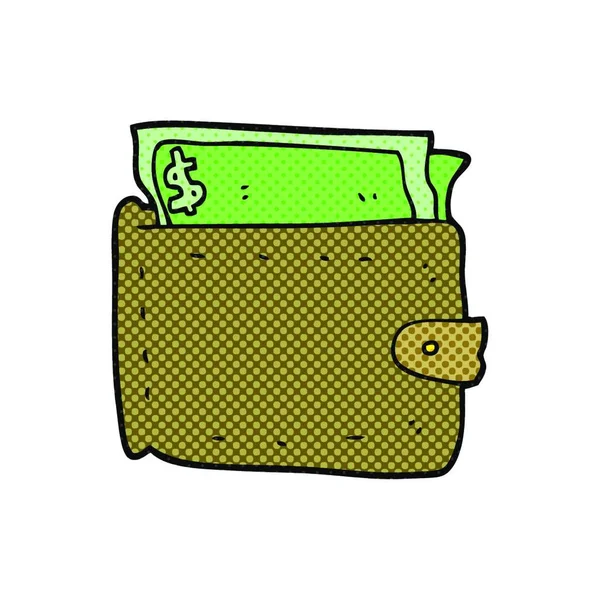 Freehand Drawn Cartoon Wallet Full Money — Stock Vector