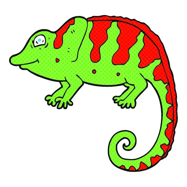 Ręcznie Rysowany Kameleon Kreskówkowy — Wektor stockowy