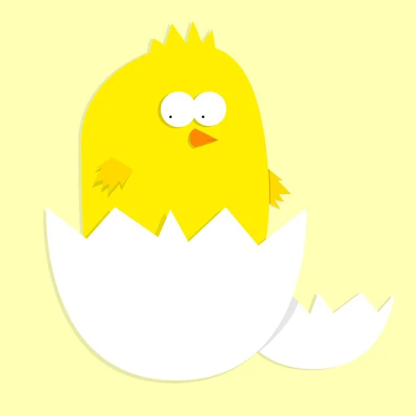Yellow Little Baby Chicken — Stock Vector