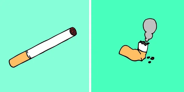 Καταναλωμένο Τσιγάρο Πριν Και Μετά — Διανυσματικό Αρχείο