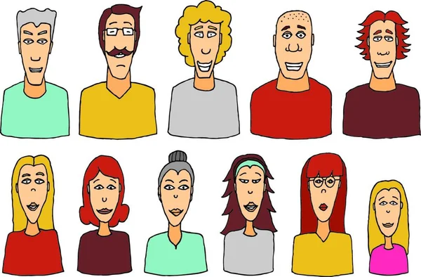 Juego Personajes Dibujos Animados Icono Personas Vectores — Vector de stock