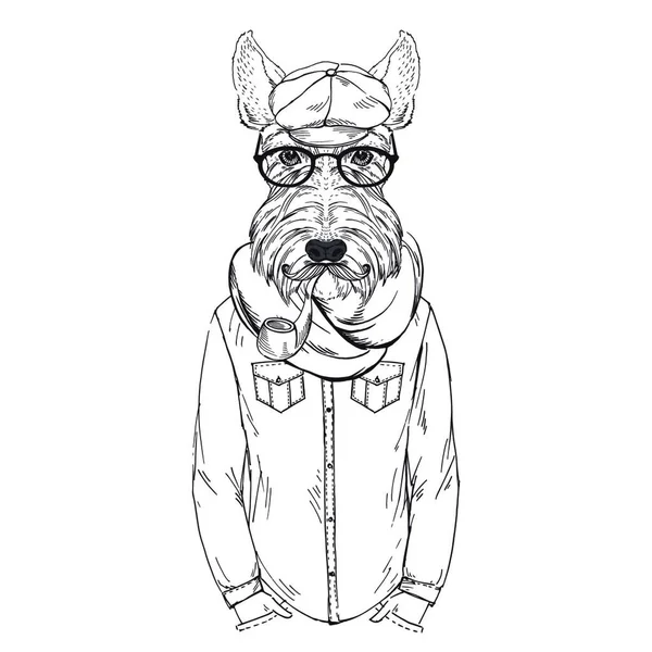 Scottish Terrier Ντυμένη Πουκάμισο — Διανυσματικό Αρχείο