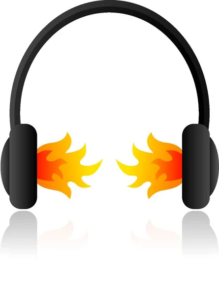 Musique Forte Bascule Casques Feu — Image vectorielle