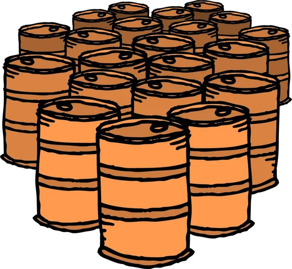 Oil Drum Bunch Barrels — Stock Vector