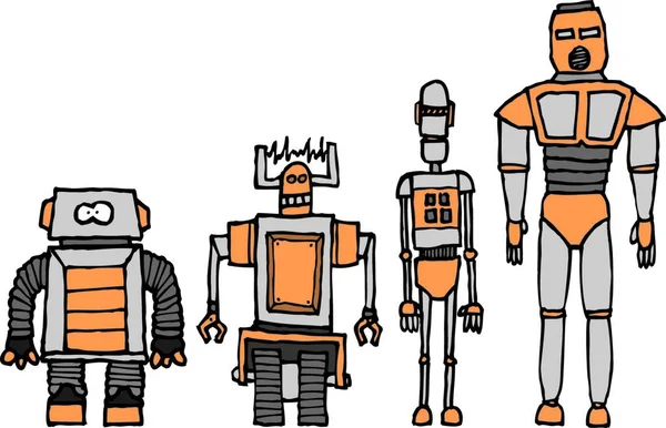 Juego Personajes Vector Robots Gang Robot — Vector de stock