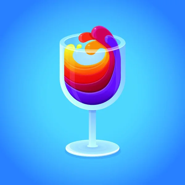 Vector Copa Vino Con Bebidas Brillantes Arco Iris Símbolo Abstracto — Archivo Imágenes Vectoriales