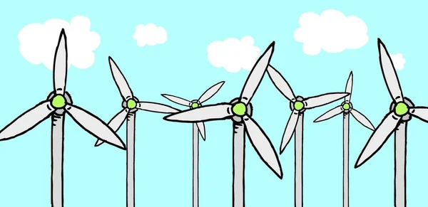 Wind Cheap Energy Turbine Ecology Field — Stock Vector