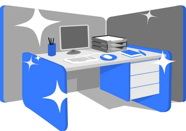 Sauberer Schreibtisch Arbeitsplatz Büro — Stockvektor