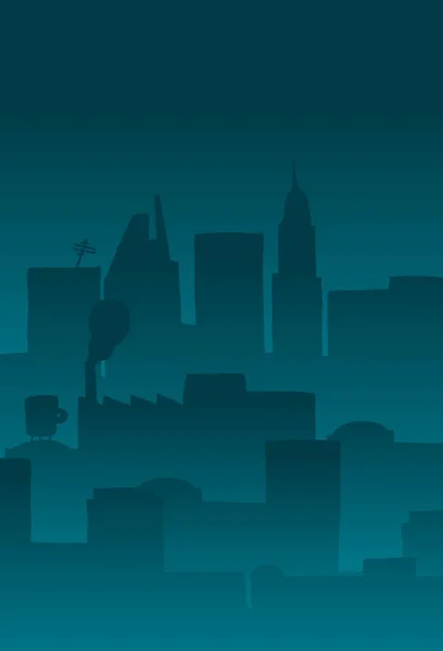 Cartoon Hintergrund Illustration Einer Stadt Skyline Gebäude Bei Nacht — Stockvektor
