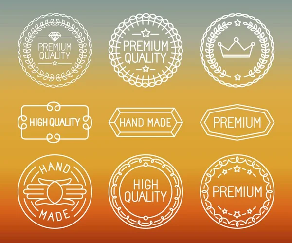 Conjunto Vetorial Emblemas Logotipos Linha Emblemas Rótulos Qualidade Premium Estilo — Vetor de Stock