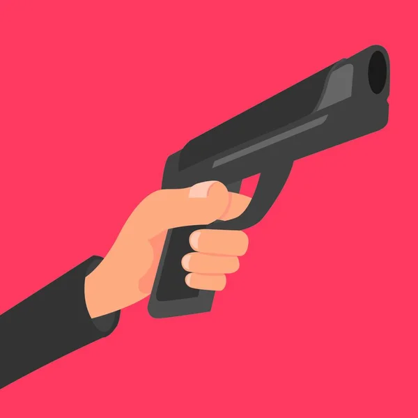 Illustration Dessin Animé Montrant Une Main Tenant Pistolet Sur Point — Image vectorielle