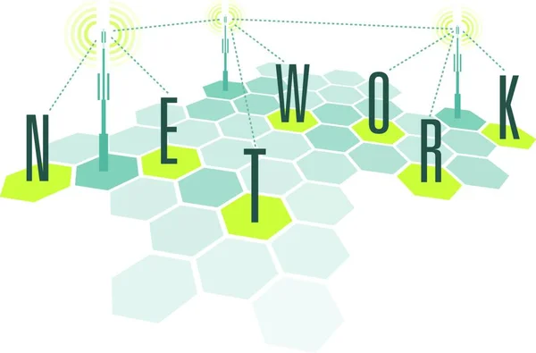 Cartoon Illustration Diagramm Der Kommunikations Netzwerk Technologie — Stockvektor
