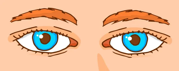 Dibujos Animados Ilustración Mirada Humana Ojos Azules Cerca — Archivo Imágenes Vectoriales