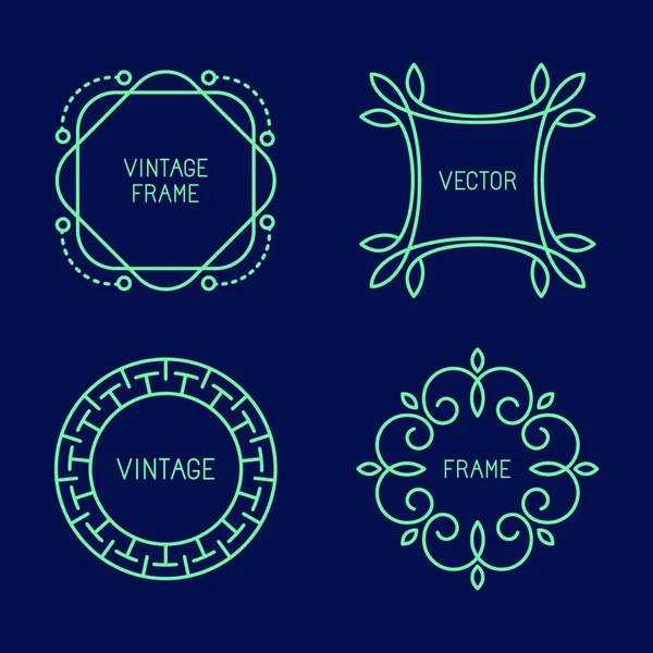 Векторный Набор Абстрактных Рамок Шаблонов Логотипов Линейном Стиле Элементы Графического — стоковый вектор