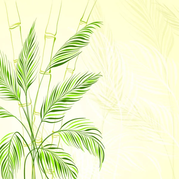 Palmera Sobre Bosque Bambú Ilustración Vectorial Contiene Transparencias Gradientes Efectos — Vector de stock