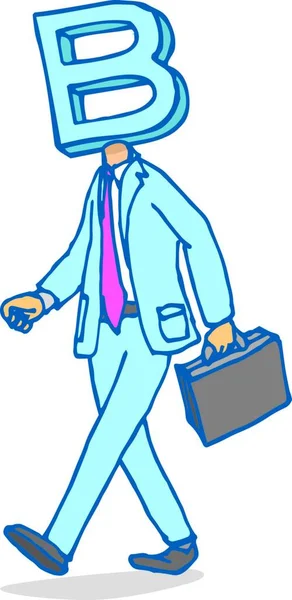 Cartoon Illustration Businessman Walking Business His Mind — Stock Vector