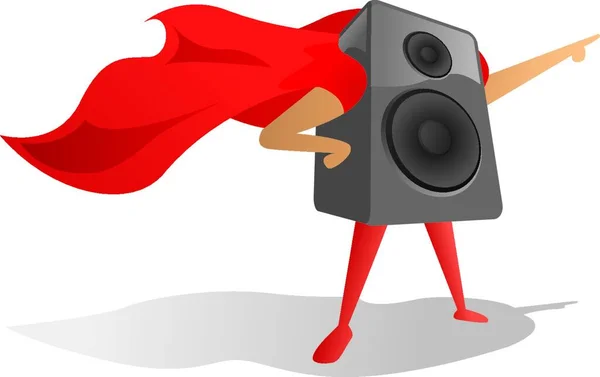 Cartoon Illustration Des Lautsprechers Superheld Mit Umhang — Stockvektor