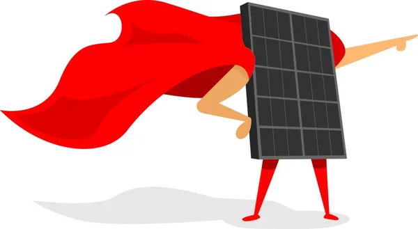 Desenhos Animados Ilustração Energia Solar Painel Como Super Herói Com — Vetor de Stock