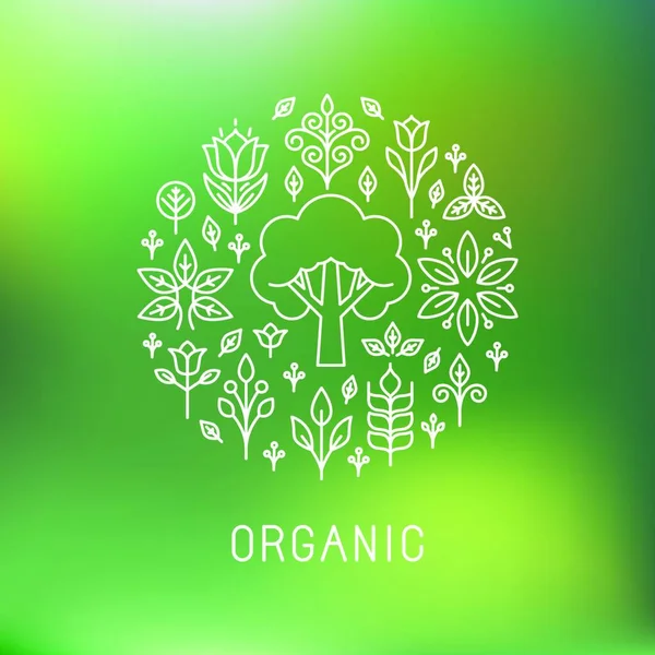 Logotipo Orgânico Vetorial Emblema Círculo Contorno Ecologia Elementos Design Bio — Vetor de Stock