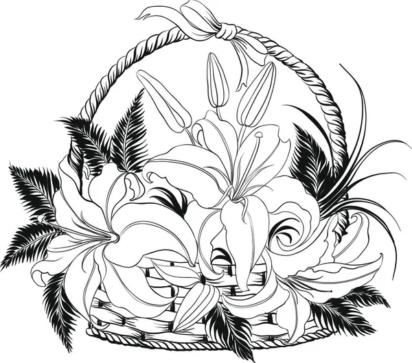 Lily Noir Blanc Illustration Vectorielle — Image vectorielle