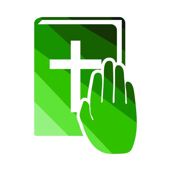 Hand Bible Icon Design Cor Plana Ilustração Vetorial — Vetor de Stock