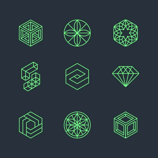 Векторні Абстрактні Сучасні Шаблони Дизайну Логотипу Модному Лінійному Стилі Кубики — стоковий вектор