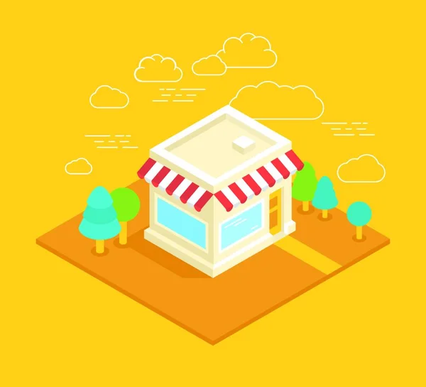 Vector Shop Building Isometric Illustration Online Shop Store Concept Trendy — 스톡 벡터