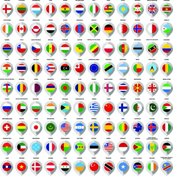 108 Map Paper Gray Marker Flags Big Set — Stock Vector