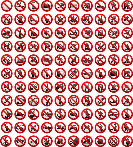 110 Signos Prohibición Ilustración Vectorial — Archivo Imágenes Vectoriales