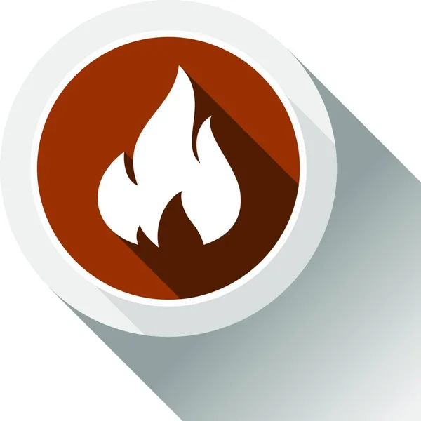 Feuerflammen Knopf Mit Schatten Kreisform — Stockvektor