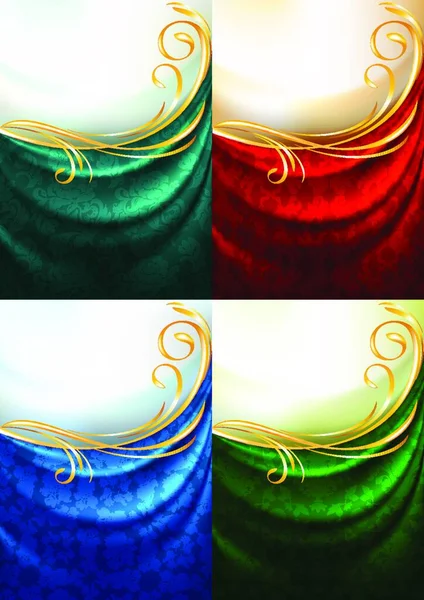 设置彩色面料窗帘与装饰品 假日背景 梯度网 矢量10微秒 — 图库矢量图片