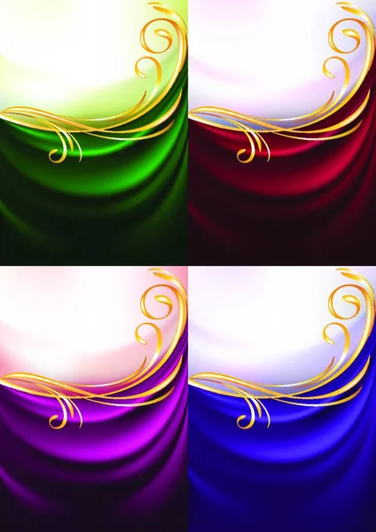 Ensemble Rideau Tissu Couleur Fond Vacances — Image vectorielle