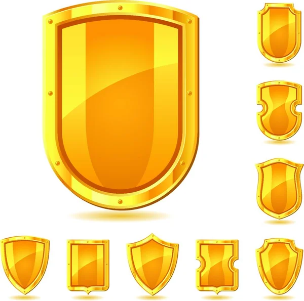 Conjunto Iconos Escudo Símbolos Signos — Vector de stock