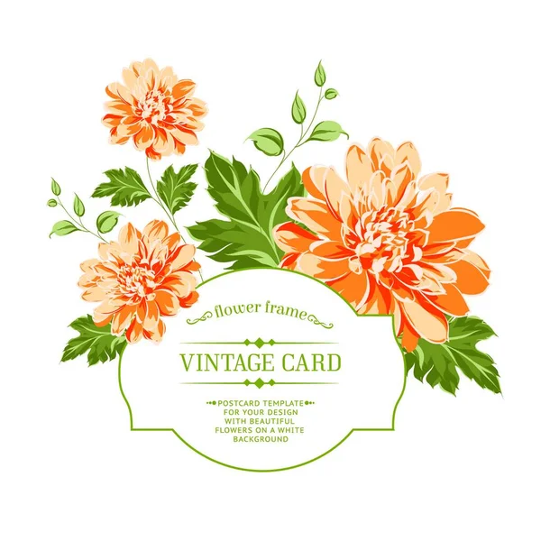 Spring Flowers Bouquet Vintage Card Vector Illustration — Stock Vector