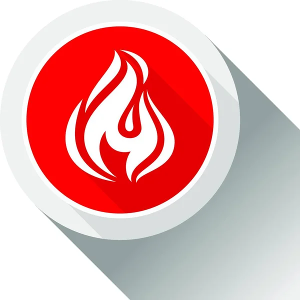 Tűz Lángok Gomb Árnyék Kör Alakú — Stock Vector