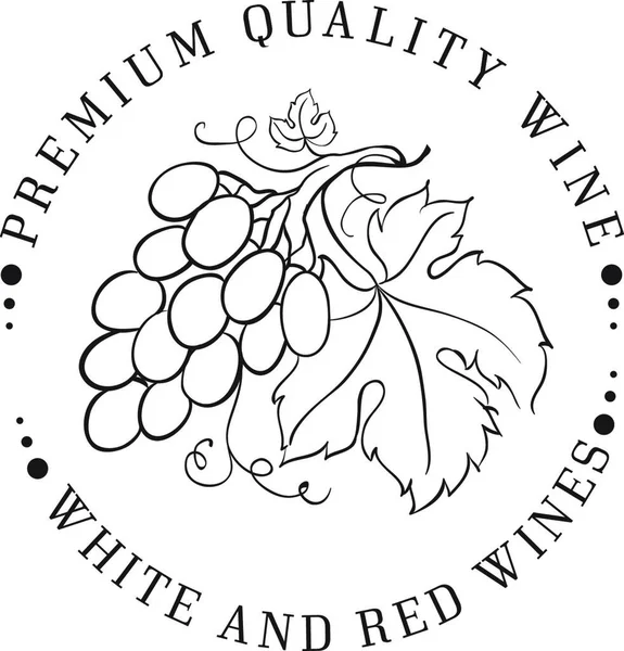 Diseño Del Logo Para Vino Con Uvas Ilustración Vectorial — Vector de stock