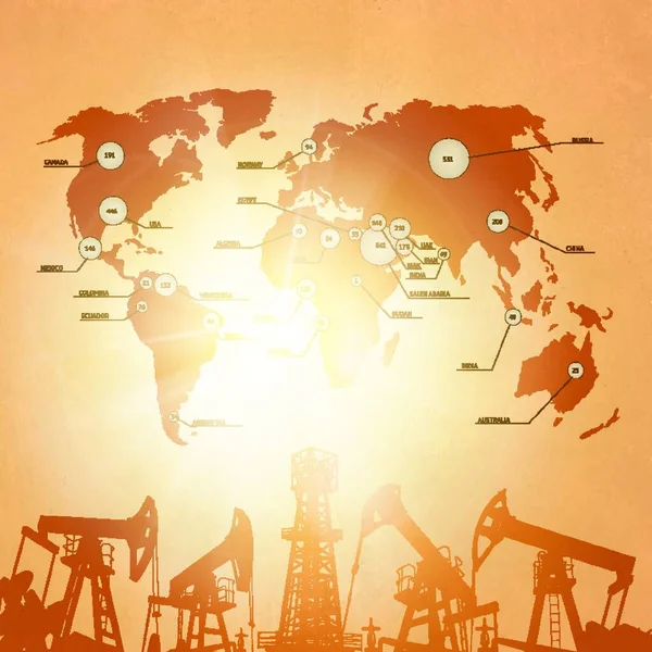 Infographie Industrie Pétrolière Couleurs Plates Illustration Vectorielle — Image vectorielle