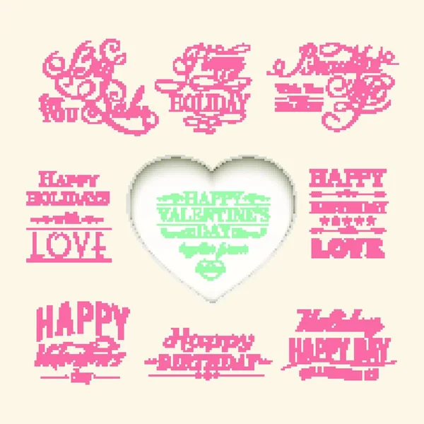Set Valentines Day Elements Vector Illustration — Stock Vector