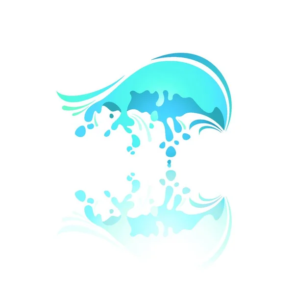 Splash Farbe Welle Mit Reflexion Splash Blue Wave Mit Reflexion — Stockvektor