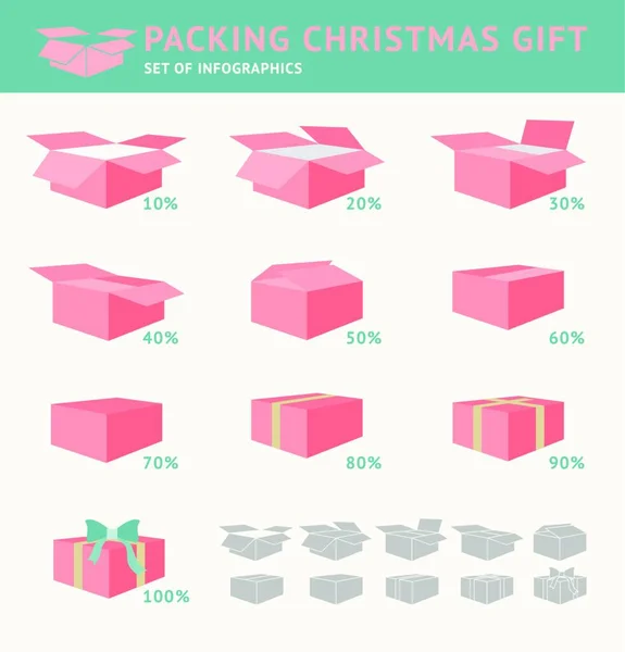 包装圣诞礼物信息图形集 矢量说明 — 图库矢量图片