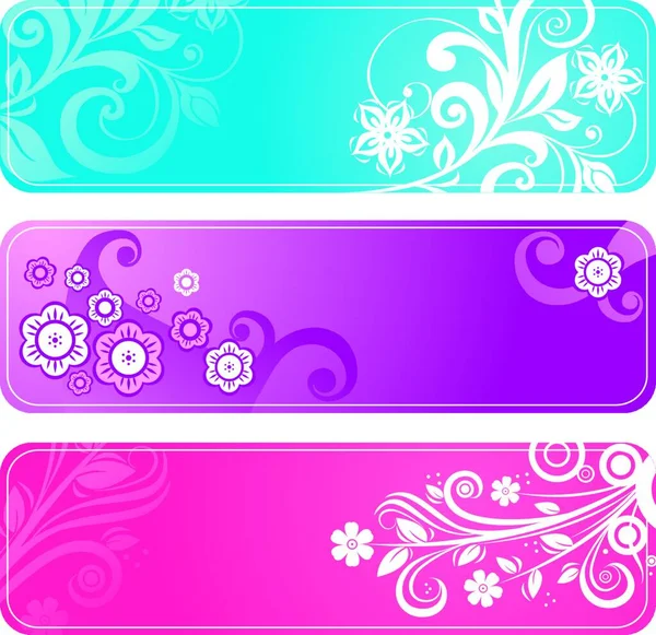 Vector Colorido Conjunto Bandeiras Florais Arte — Vetor de Stock