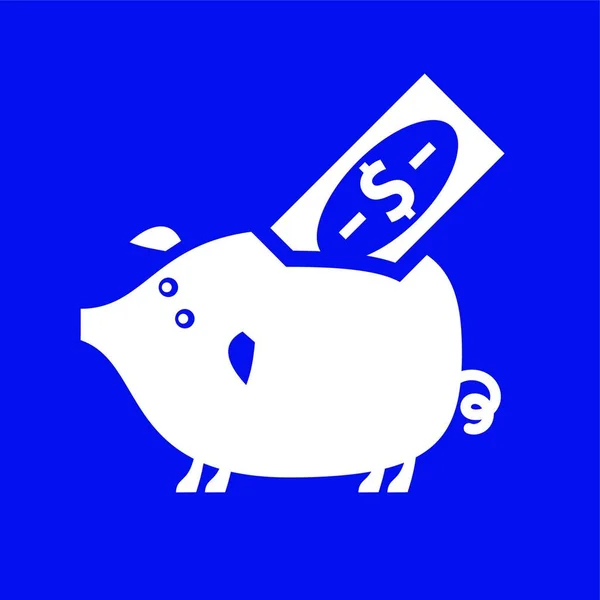 白い貯金箱だ 青い正方形の上の白い貯金箱 — ストックベクタ